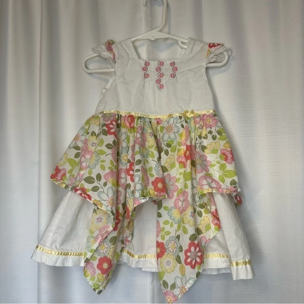 EUC Laura Ashley Sleeveless Dress Baby Girls 12 Months Petticoat Floral Summer